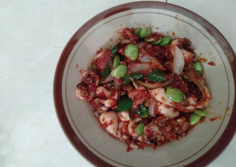 Balado sotong pete cabe ijo