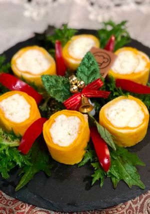 A picture of Japanese White and Yellow Egg Roll.