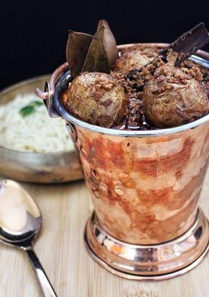 A picture of Kashmiri dum Aloo.