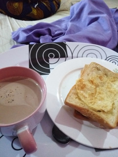A picture of Fried Bread with Beverage #teamabuja.
