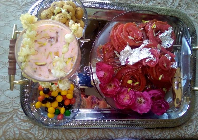 Pink jalebi with pinkish drink💕