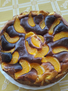 Una foto de Tarta de queso (mi segunda versión) de melocotón
