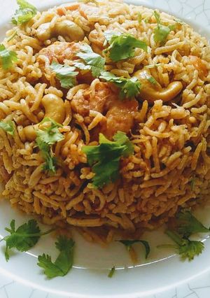 A picture of Kolambi bhaat rice.