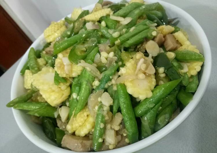 Tumis Buncis Baby Corn Bakso