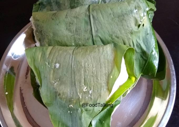 Steps to Make Perfect Haladi Patra Pitha/Turmeric Leaves covered Cakes