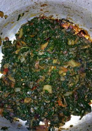 A picture of Fried spinach.