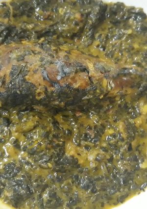 A picture of Bitterleaf soup.