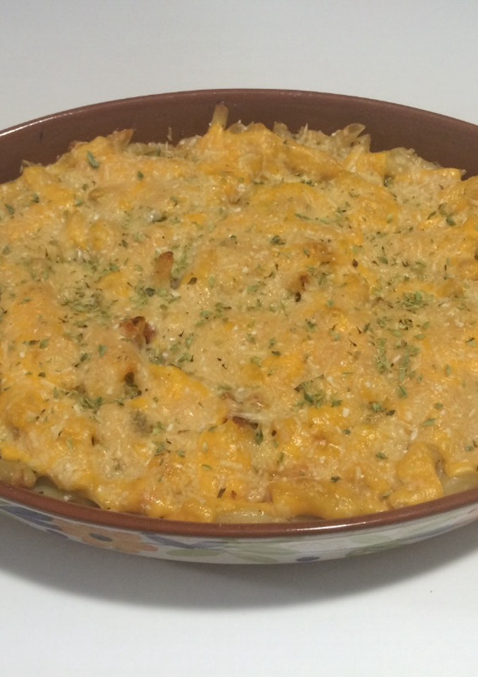 Una foto de Pasta al horno con dos quesos y ternera