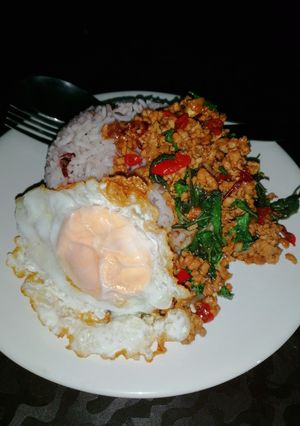 รูปของ กระเพราหมูไข่ดาว