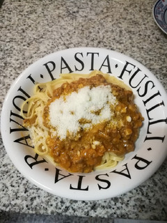 Una foto de Tagliatelle a la boloñesa