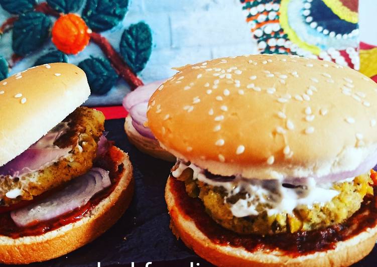 Recipe of Any-night-of-the-week Aloo tikki Burger 🍔 with deshi tadka