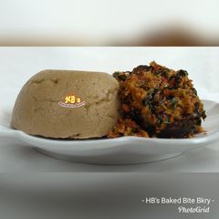 A picture of Plantain swallow with egusi soup.