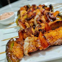 A picture of Spicy chicken shashlik sticks.