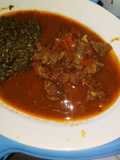 Managu,served with beef stew and ugali