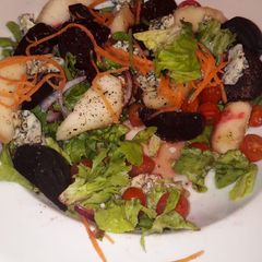 A picture of Blue cheese pear and beetroot salad.