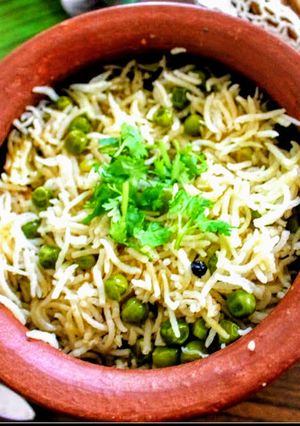 A picture of Mutter Pulao or Green Peas rice.