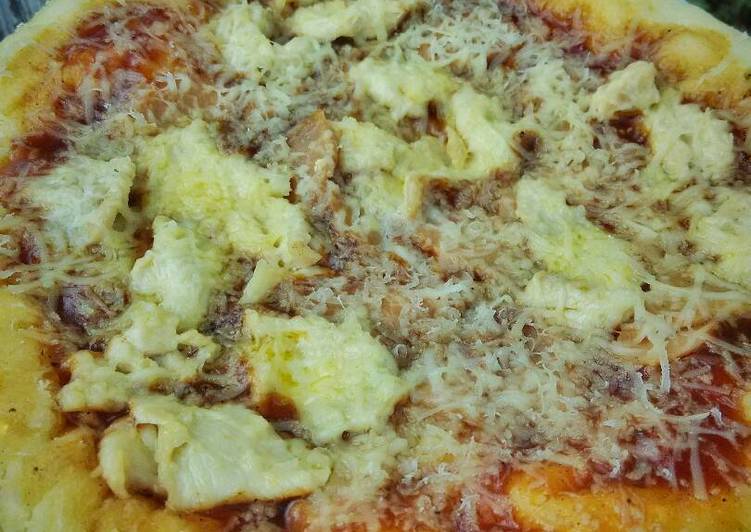 Pizza teflon with barbeque saos.. Emppuuukk