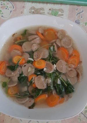 Foto resep Sayur Bayam + Bakso