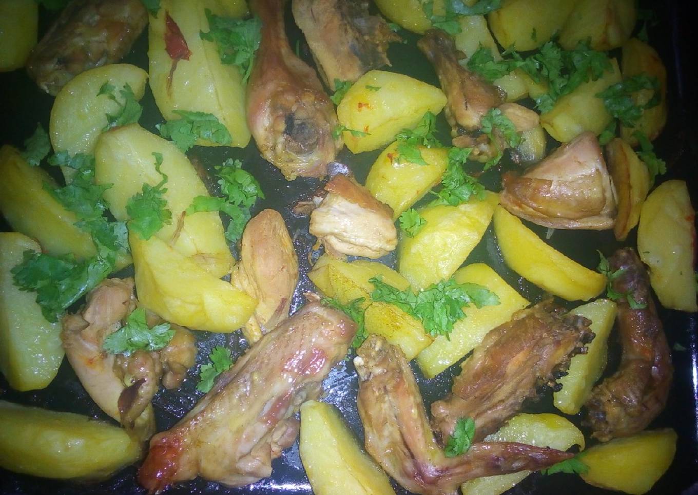 Roast chicken in potato wedges #4WeeksChallenge