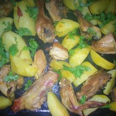A picture of Roast chicken in potato wedges #4WeeksChallenge.