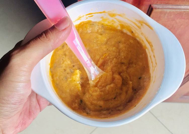 Bubur Kentang Salmon Tomat (MPASI 7 Bulan)