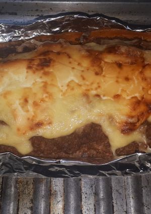Una foto de Calabaza rellena de carne y queso