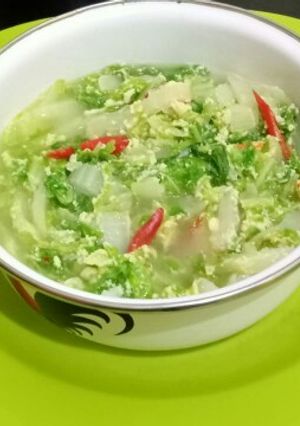 Foto resep Tumis Sawi Putih kuah orak arik Telur