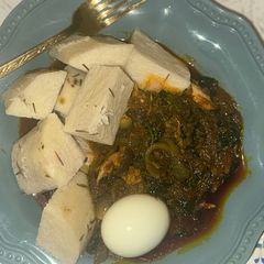 A picture of Yam and Red oil sauce.