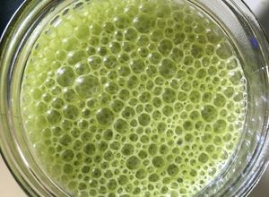 Una foto de Batido Verde energético de Espinaca-Mango-Almendras con proteína (smoothie)
