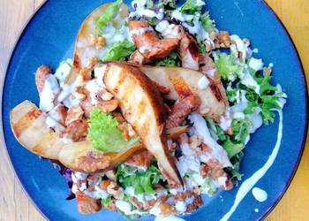 Ultimate Make Recipe Grilled turkey pear and walnut salad with blue cheese dressing Delicious Simple