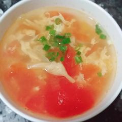 Tomatoes egg drop soup A picture of Tomatoes egg drop soup.