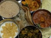 A picture of aalu paneer rice