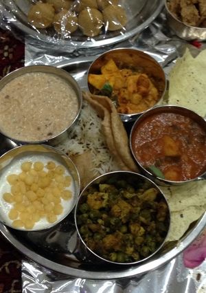 A picture of Festive bhog thali.