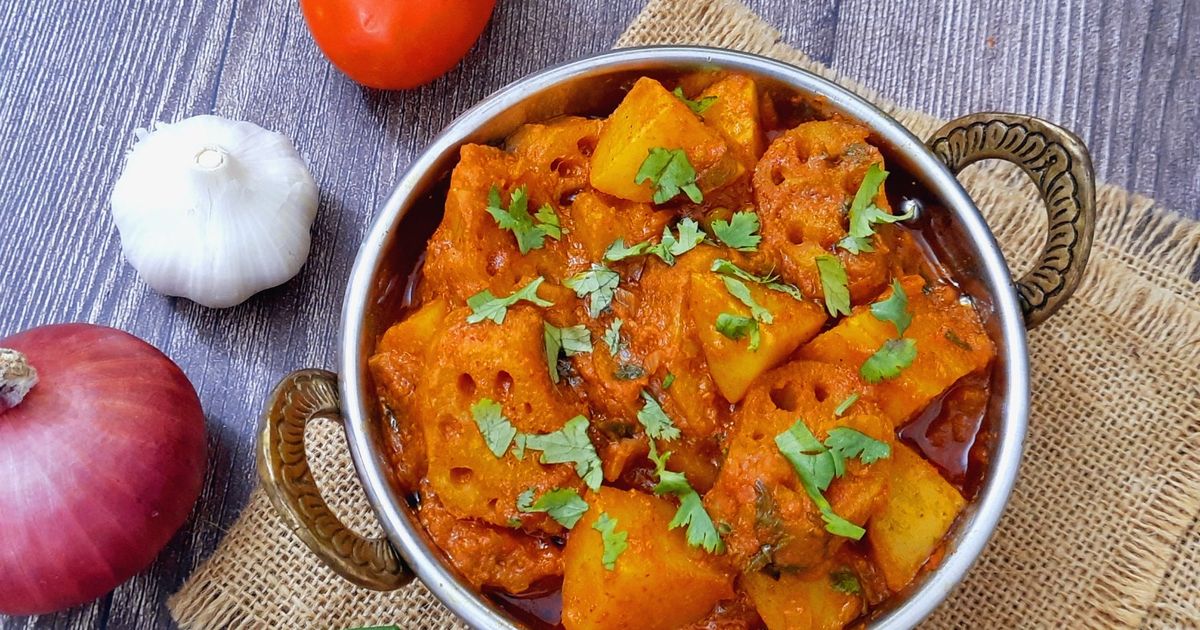 Sindhi Bhae Patata (Lotus Root And Potato Curry Or Sabzi) Recipe by ...