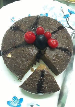 A picture of Eggless pumpkin chocolate cake.