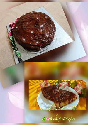 عکسی از دستور کیک با روکش کرمفیل با طعم هسته خرما