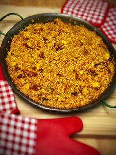 Una foto de Arroz con pulpo y calabaza