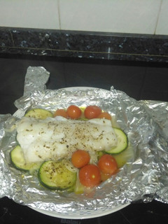 Una foto de Bacalao skrey en papillote
