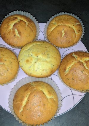 A picture of Lemon and Poppy seed Muffins.