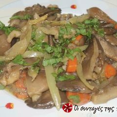 A picture of Pleurotus mushrooms in Muscat of Limnos.