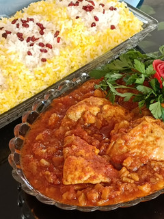 عکسی از دستور خورش پوره بادمجان با مرغ