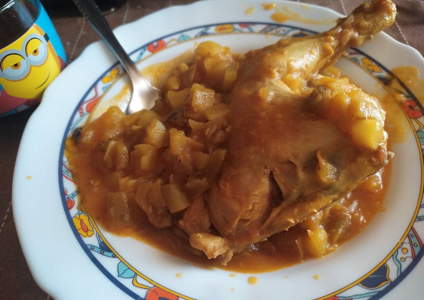 Pollo, patatas y berenjenas al curry