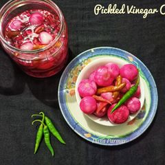 A picture of Fermented Onion Pickle OR Pickled Vinegar Onion (Indian Restaurant Style).