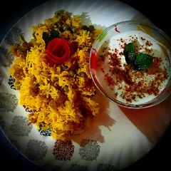 A picture of Soya chunks pulao.