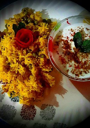 A picture of Soya chunks pulao.