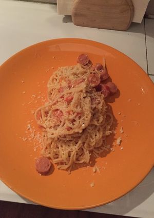 Una foto de Pasta gratinada con salchicha
