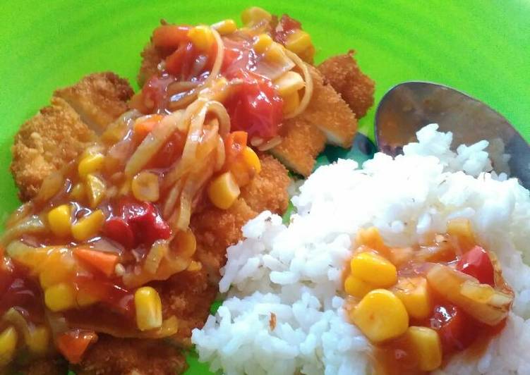 Chicken katsu saos asam manis