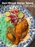 Nasi Minyak Bunga Telang, Gulai Ayam & Terung