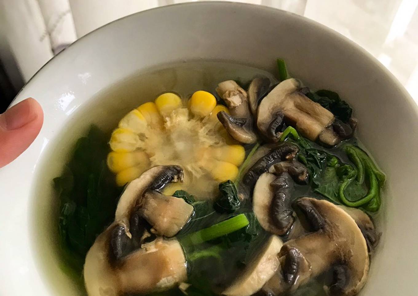 Sayur bayam jamur kancing