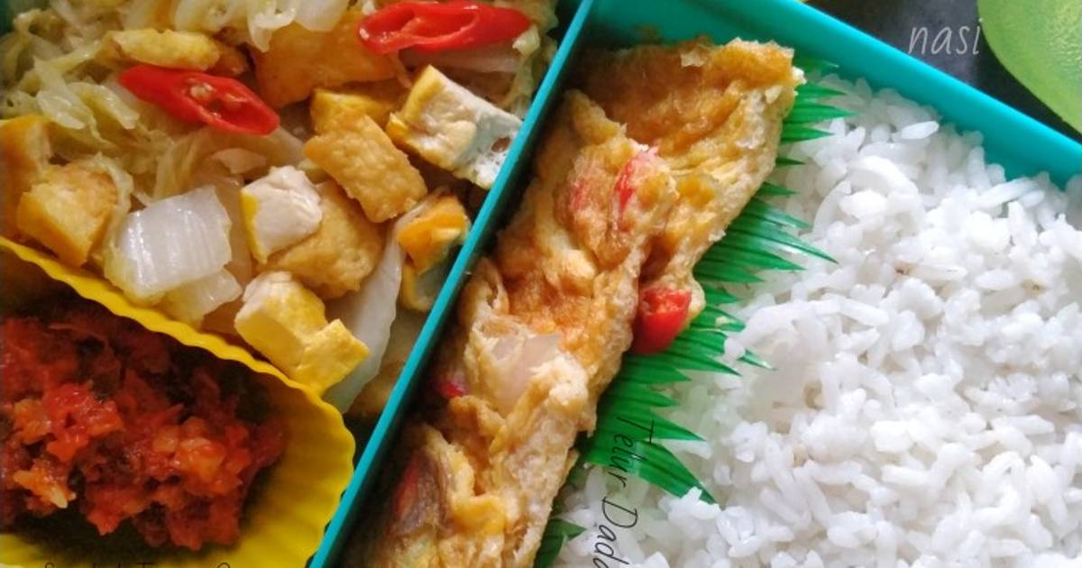 Resep Menu Bekal Tumis Tahu Sawi Putih Telur Dadar Dan Sambal Oleh